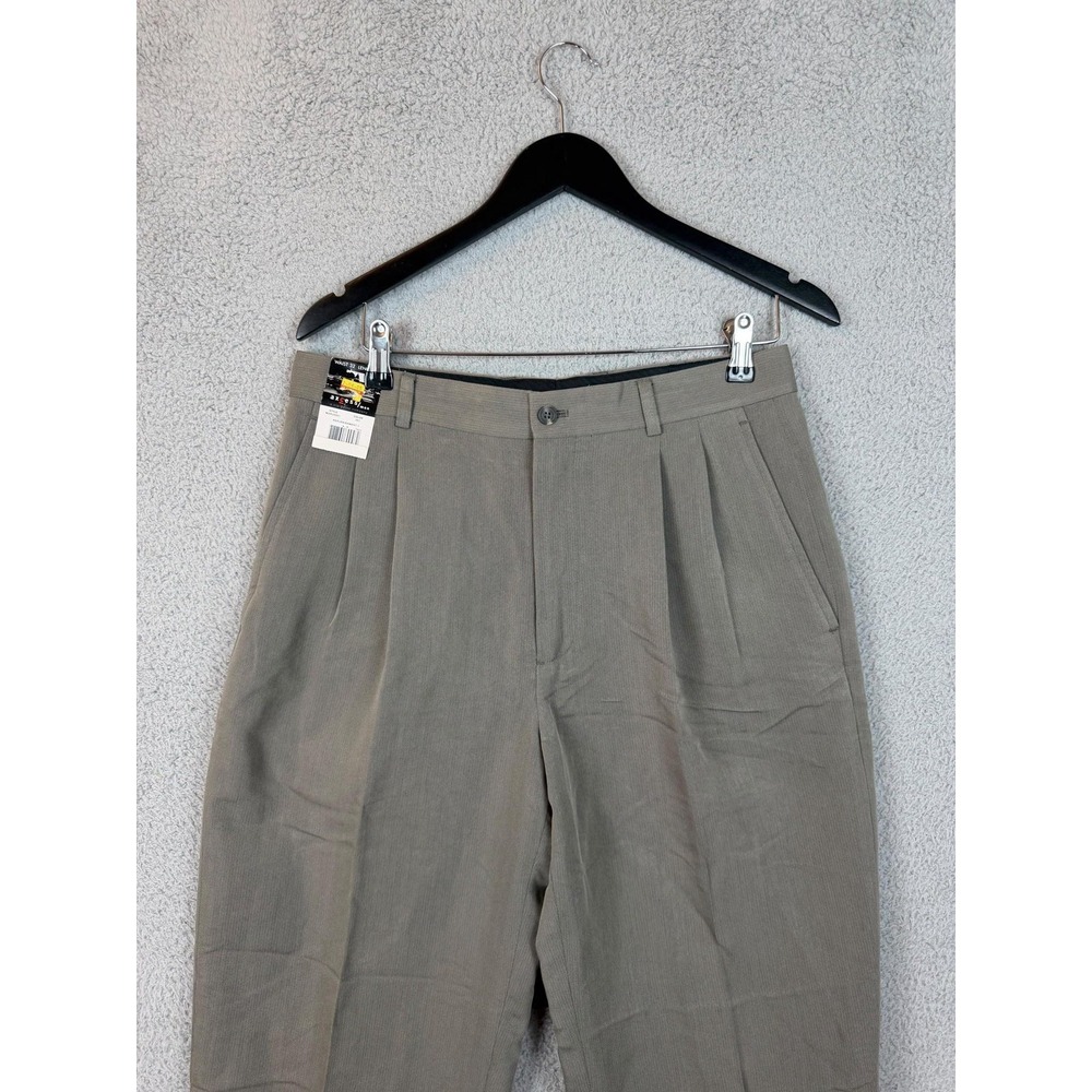 Axcess Dress Pants Mens 32x30 Gray Herringbone Pleated Cuffed Business Classic